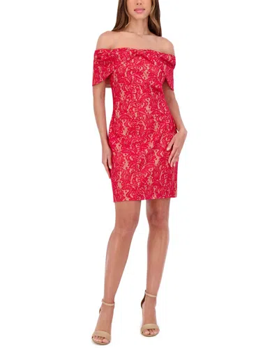 KENSIE KENSIE OFF THE SHOULDER SEQUIN LACE MINI DRESS