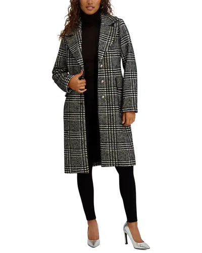 Kensie Plaid Trench Coat In Multi