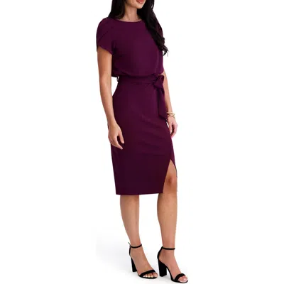 Kensie Plyr Tie Waist Midi Dress In Purple