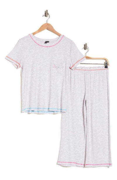 Kensie Pocket Capri Pajamas In Grey Print