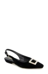 Kensie Poppi Crystal Buckle Slingback Flat In Black Velvet