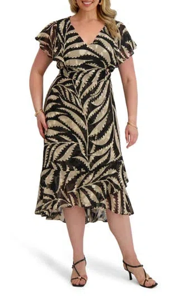 Kensie Print Burnout Chiffon Midi Dress In Animal Print