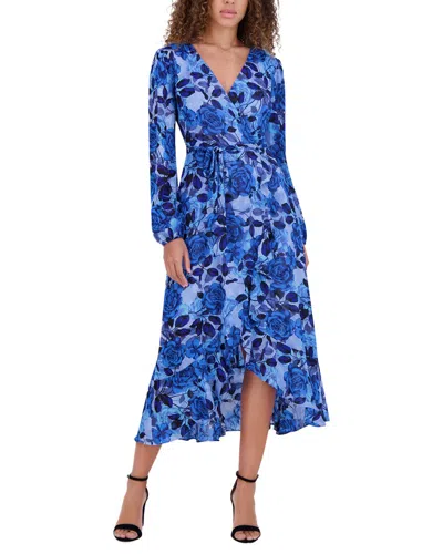 Kensie Printed Burnout Midi Dress In Blue