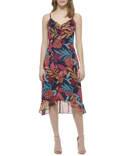 Kensie Printed Chiffon Midi Dress In Multi