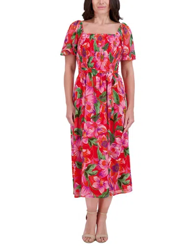 Kensie Printed Chiffon Midi Dress In Multi