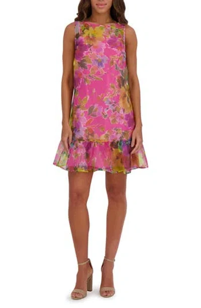 Kensie Printed Organza Minidress In Pink