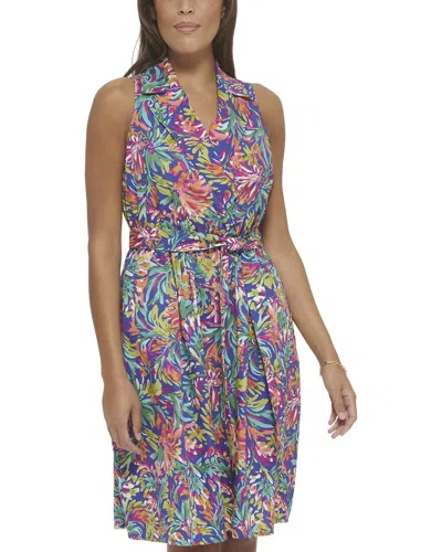 Kensie Printed Poplin Mini Dress In Multi