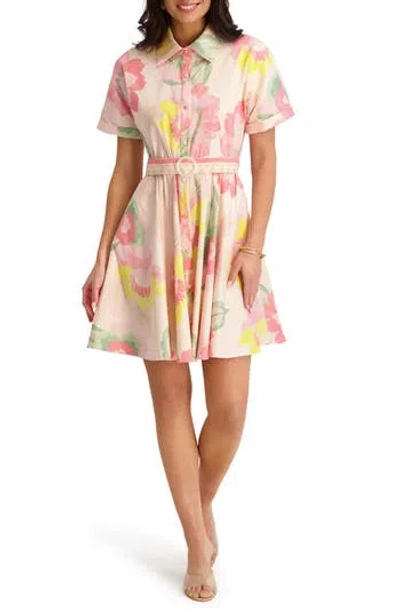 Kensie Printed Sateen Shirtdress In Multi
