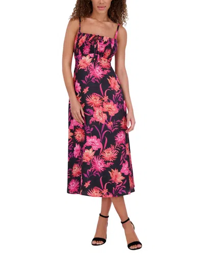 Kensie Printed Satin Jacquard Midi Dress In Multi