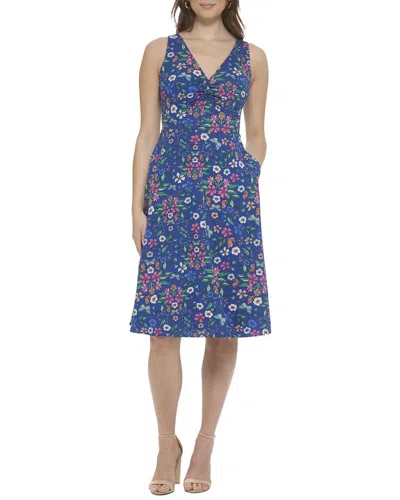 Kensie Printed Texture Woven Midi Dress In Multi