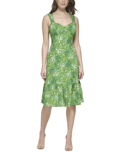 Kensie Printed Yoryu Chaffon Midi Dress In Green