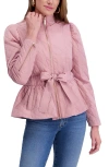 Kensie Quilted Peplum Jacket In Pink