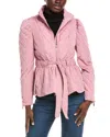 Kensie Quilted Peplum Jacket In Pink