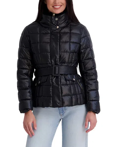 Kensie Quilted Puffer Jacket In Black