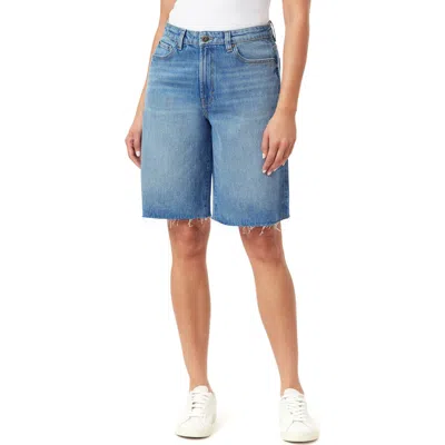 Kensie Relaxed Fit Raw Hem Denim Shorts In Multi