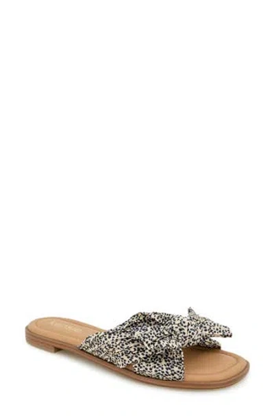 Kensie Renata Bow Slide Sandal In Light Mini Leopard