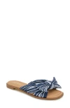 Kensie Renata Bow Slide Sandal In Navy Stripe