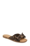 Kensie Renata Bow Slide Sandal In Tan Leopard