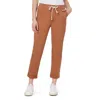 Kensie Rolled Hem Drawstring Girlfriend Pants In Brown