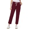 Kensie Rolled Hem Drawstring Girlfriend Pants In Burgundy