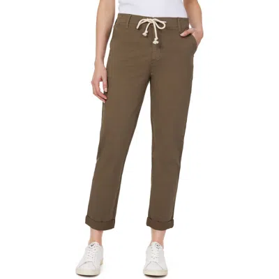 Kensie Rolled Hem Drawstring Girlfriend Pants In Green