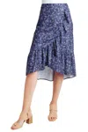 Kensie Ruffle Hem Faux Wrap Midi Skirt In Nostalgic Blooms In Multi
