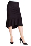 Kensie Ruffle Hem Midi Skirt In Black In Black