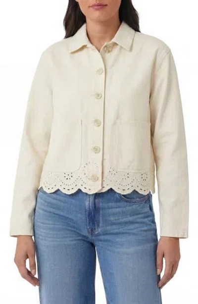 Kensie Scalloped Crop Shirt Jacket In Neutral