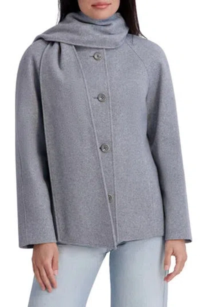 Kensie Scarf Collar Coat In Gray
