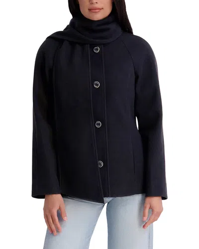 Kensie Scarf Neck Coat In Blue