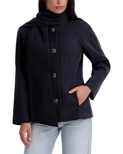 Kensie Scarf Neck Coat In Blue