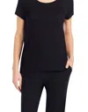 Kensie Scoop Neck Front Pocket Short Sleeve Sleep Pajama Top In Black In Black
