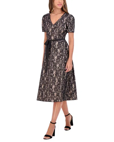 Kensie Sequin Bonded Midi Dress In Black