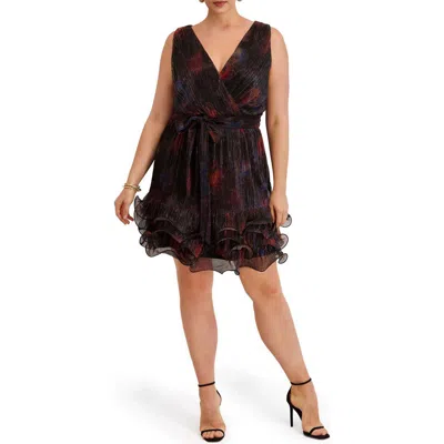 Kensie Shimmer Knit Minidress In Black