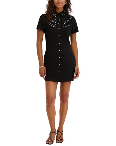 Kensie Shirt Dress In Black/gold