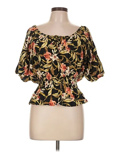 Pre-owned Kensie Short Sleeve Blouse In Gold