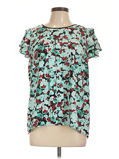 Pre-owned Kensie Short Sleeve Blouse In Teal