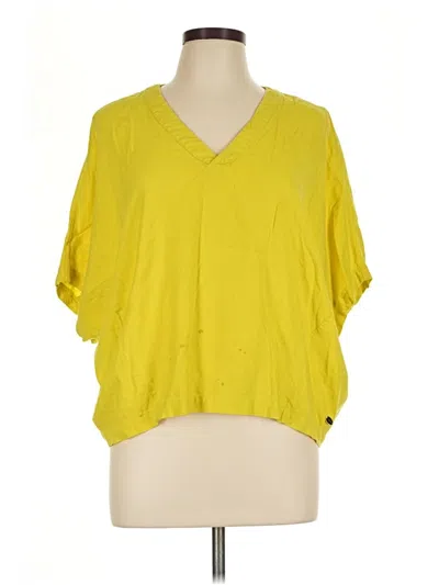 Pre-owned Kensie Short Sleeve Blouse In Yellow