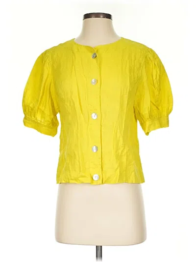Pre-owned Kensie Short Sleeve Blouse In Yellow