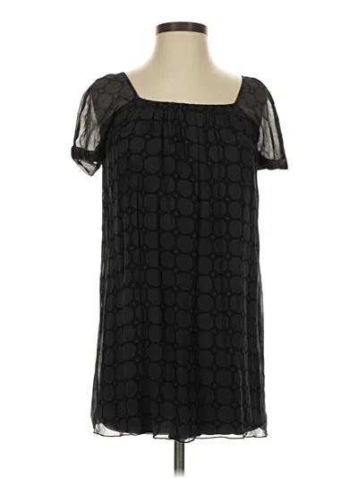 Pre-owned Kensie Short Sleeve Silk Top Black Square Neckline Tops