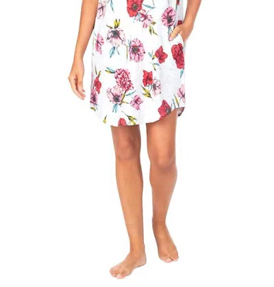 Kensie Short Sleeve Sleep Pajama Shirt In Grey Floral In White