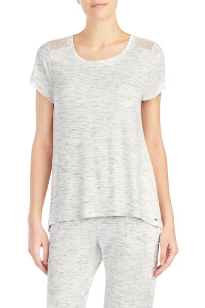 Kensie Short Sleeve Sleep Pajama Top In Grey Heather In Neutral