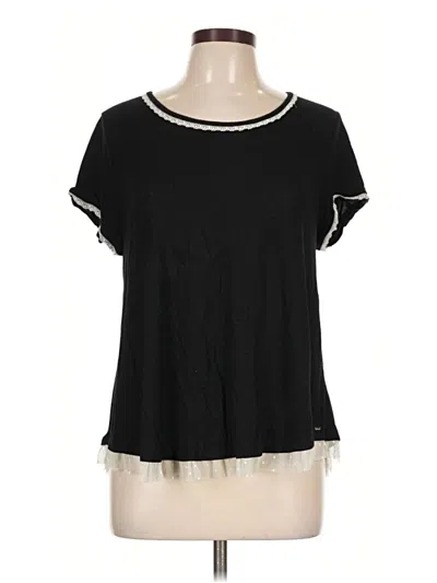 Pre-owned Kensie Short Sleeve Top Black Crew Neck Tops