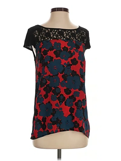 Pre-owned Kensie Short Sleeve Top Black Sweetheart Neckline Tops