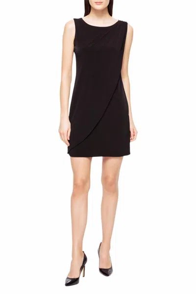 Kensie Shoulder Detail Back Key Hole Sleeveless Shift Dress In Black