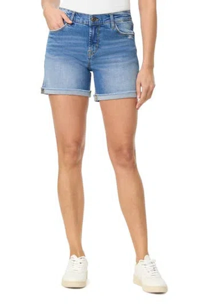 Kensie Single Roll Cuffed Shorts In Blue