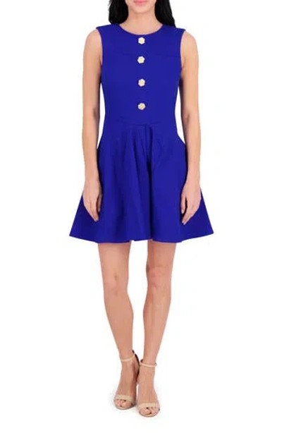 Kensie Sleeveless Fit And Flare Dress In Blue