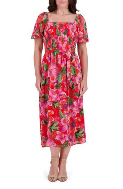 Kensie Printed Chiffon Midi Dress In Multi