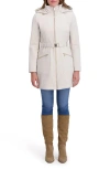 Kensie Hooded Belted Zip-up Coat In White