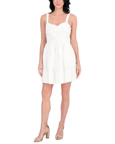 Kensie Solid 3d Flower Mini Dress In White